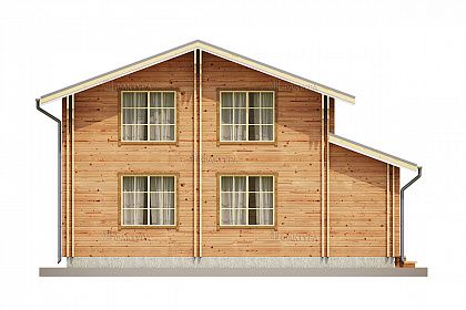 Проект дома из двойного бруса «Приозерный», 120 м². Вид сзади