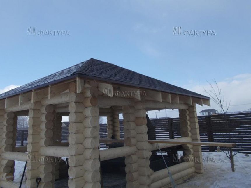 Беседка из бревна после отделки - Чеховский р-н