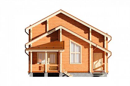 Проект дома из бревна «Большое киселево», 142 м². Вид спереди