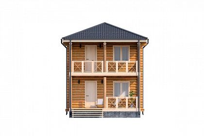 Проект дома из бревна &laquo;Малинник&raquo;, 72 м². Вид спереди