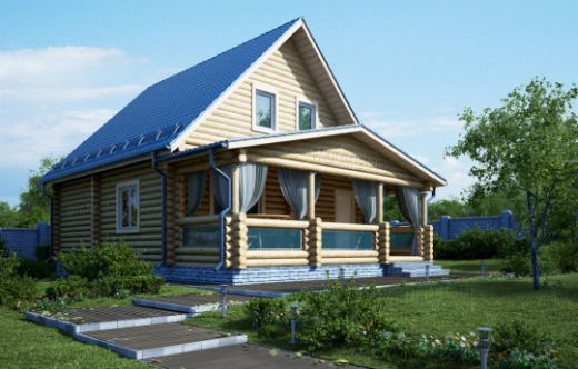 Проект дома из бревна «Ветлуга» 114 м²