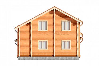 Проект дома из бревна «Большое киселево», 142 м². Вид сзади