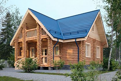 Проект дома из бревна «Борок», 117 м².