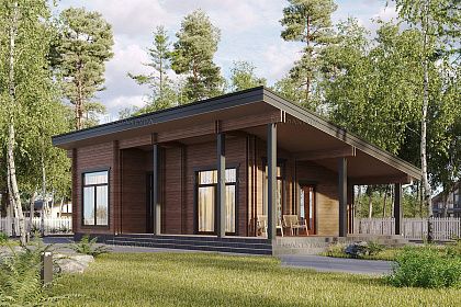 Проект дома из двойного бруса «Амур», 96 м².