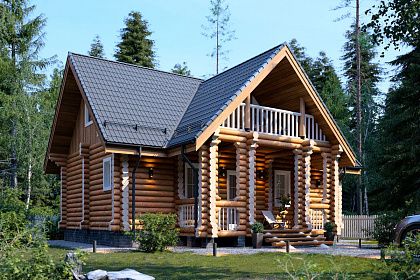 Проект дома из бревна &laquo;Опалиха&raquo;, 109 м².