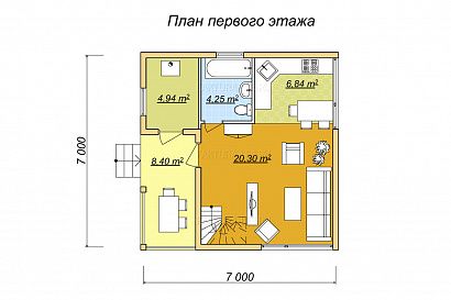Проект каркасного дома «Майский 2», 88.6 м². Планировка 1 этаж