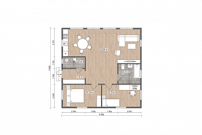 Проект каркасного дома &laquo;Сканди-09&raquo;, 73.7 м². Планировка 1 этаж