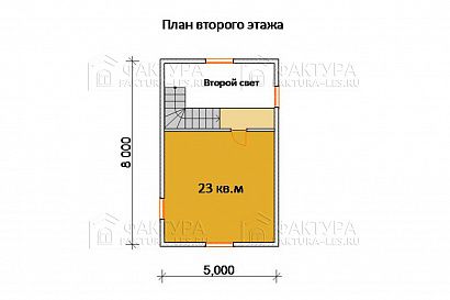 Проект дома из бревна «Шуя», 79 м². Планировка 2 этаж