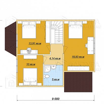 Проект дома из бруса &laquo;Полдневица&raquo;, 112 м². Планировка 2 этаж