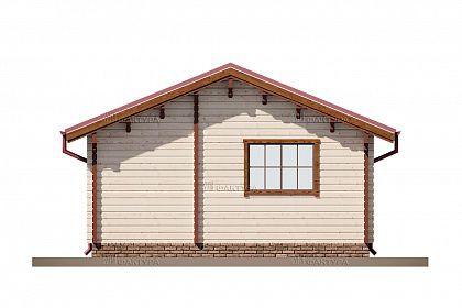 Проект дома из двойного бруса «Альсен», 47 м². Вид сзади