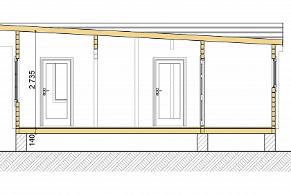 Проект дома из двойного бруса «Лунд», 65 м². Срез проекта