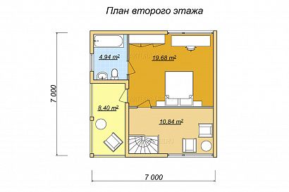 Проект каркасного дома «Майский 2», 88.6 м². Планировка 2 этаж