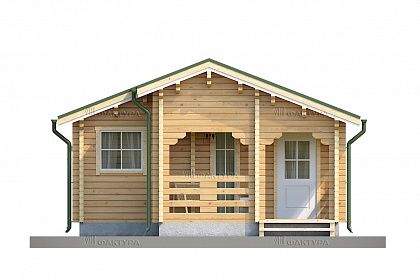 Проект дома из двойного бруса «Бранес», 37 м². Вид спереди