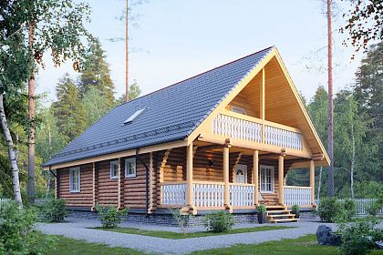 Проект дома из бревна &laquo;Абрамово&raquo;, 153 м².