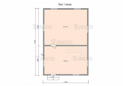 Проект дома из бруса «Базовый  6х9м, 5 стен», 83 м². Планировка 1 этаж