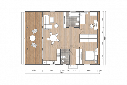 Проект каркасного дома &laquo;Барн-10&raquo;, 102.1 м². Планировка 1 этаж