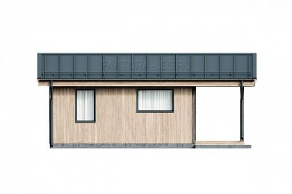 Проект каркасного дома &laquo;Сканди-02&raquo;, 49.4 м². Вид слева