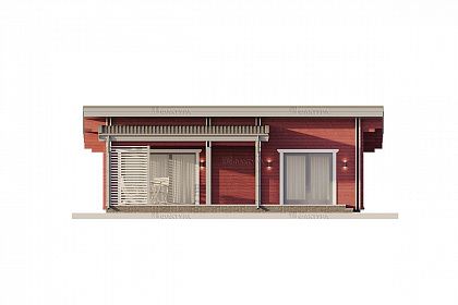 Проект дома из двойного бруса «Опал», 105 м². Вид спереди