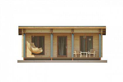 Проект дома из двойного бруса «Каспий», 65 м². Вид спереди