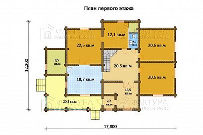 Проект дома из бревна «Чигири», 296 м². Планировка 1 этаж