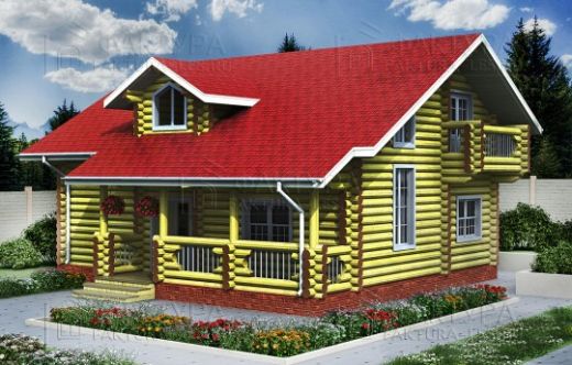 Проект дома из бревна «Антипиха» 130 м²