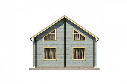 Проект дома из двойного бруса «Вележ», 110 м². Вид сзади