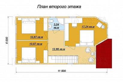 Проект дома из бруса «Кортюг», 115 м². Планировка 2 этаж