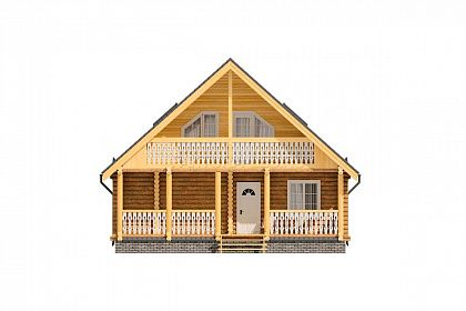 Проект дома из бревна &laquo;Абрамово&raquo;, 153 м². Вид спереди