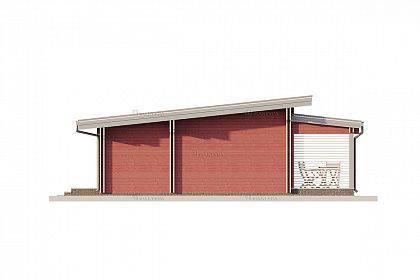 Проект дома из двойного бруса «Опал», 105 м². Вид слева