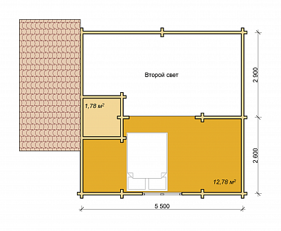Проект дома из двойного бруса «Карлстад», 48 м². Планировка 2 этаж
