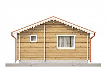 Проект дома из двойного бруса «Бревик», 44 м². Вид сзади