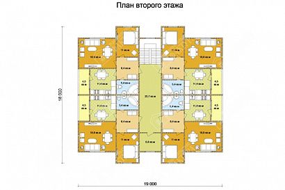 Проект дома из бруса «8-ми кв. дом», 545 м². Планировка 2 этаж