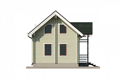 Проект дома из двойного бруса «Удача», 82 м². Вид слева