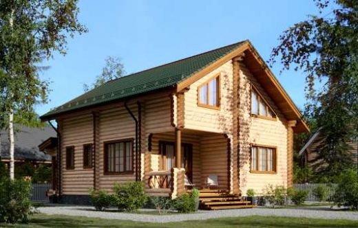 Проект дома из бревна «Егерь» 116 м²