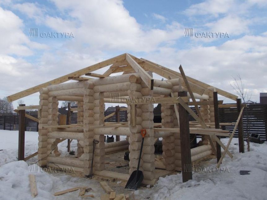 Строительство беседки из бревна с навесом - Чеховский р-н
