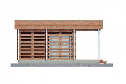 Проект дома из двойного бруса «Мальме», 45 м². Вид слева