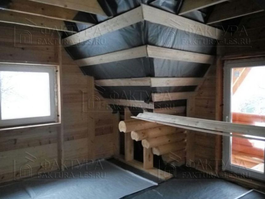 Бревенчатые стены изнутри - проект дома Б-2 в г. Лобня