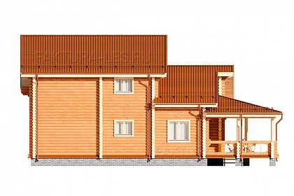 Проект дома из бревна «Большое киселево», 142 м². Вид справа