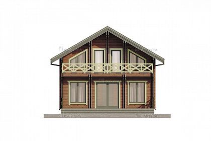 Проект дома из двойного бруса «Граф», 152 м². Вид спереди