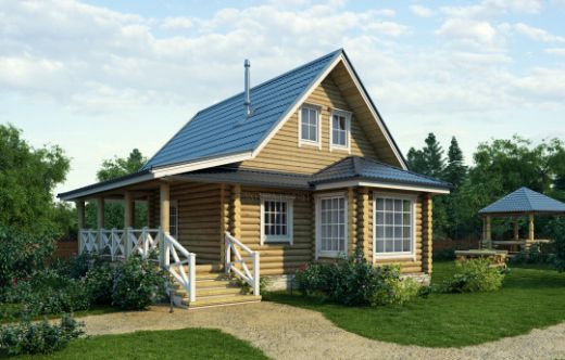 Проект дома из бревна «Фроловка» 119 м²