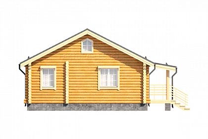 Проект дома из бревна &laquo;Осенняя поляна&raquo;, 71 м². Вид слева