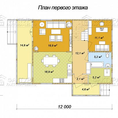 Проект дома из бруса &laquo;Некрасово&raquo;, 178 м². Планировка 1 этаж