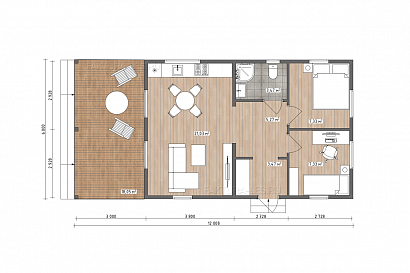 Проект каркасного дома &laquo;Сканди-04&raquo;, 65.8 м². Планировка 1 этаж