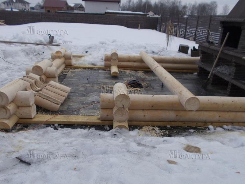 Начало строительства беседки из бревна - Чеховский р-н