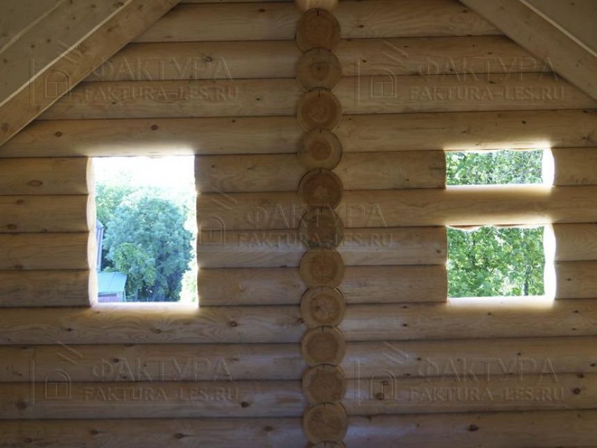Окна в бревенчатой бане по проекту Б-29 - Московская обл.