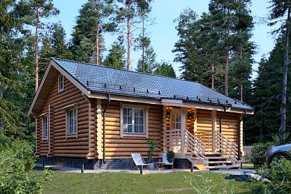 Проект дома из бревна &laquo;Осенняя поляна&raquo;, 71 м².