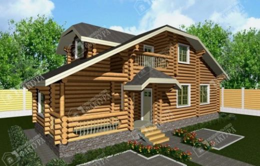 Проект дома из бревна «Слобода» 124 м²