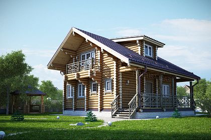 Проект дома из бревна «Талица», 110 м².