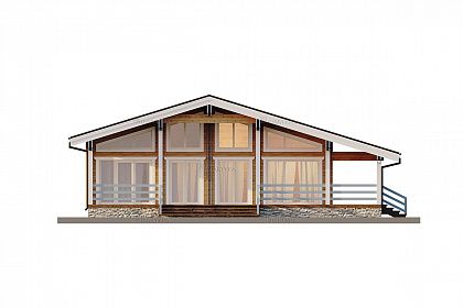 Проект дома из двойного бруса «Лэнгли», 143 м². Вид спереди