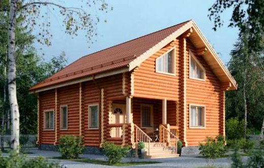 Проект дома из бревна «Березовец» 116 м²